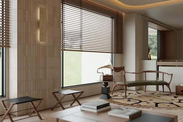 Living room seating and joinery