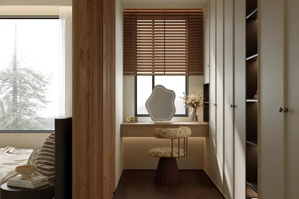 Concealed door set into a panelled wall