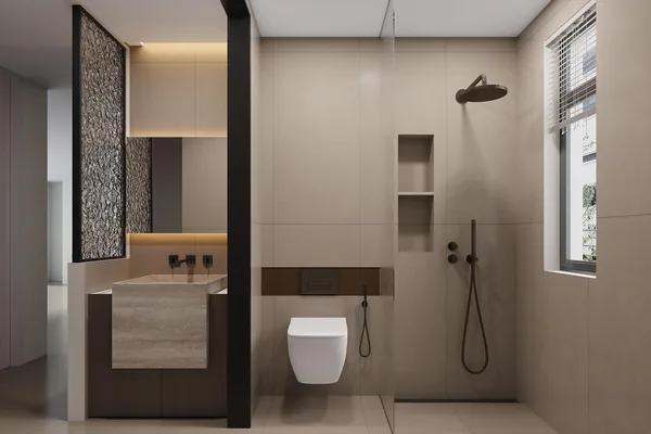 Wall-hung vanity with a stone top