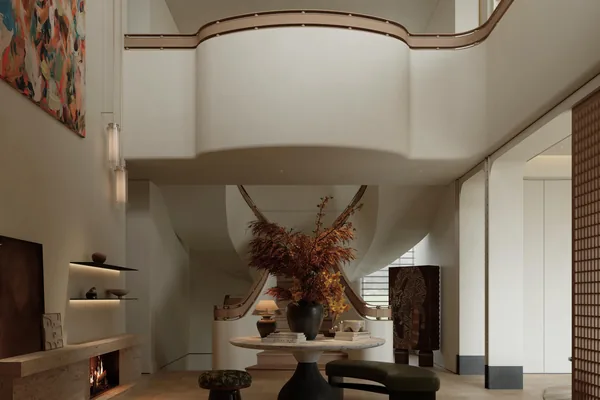 Curved ceiling living room